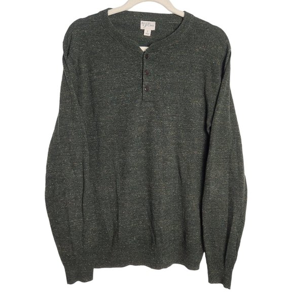 J. Crew Cotton-silk Donegal Tweed Henley Sweater Green Small - Picture 3 of 11